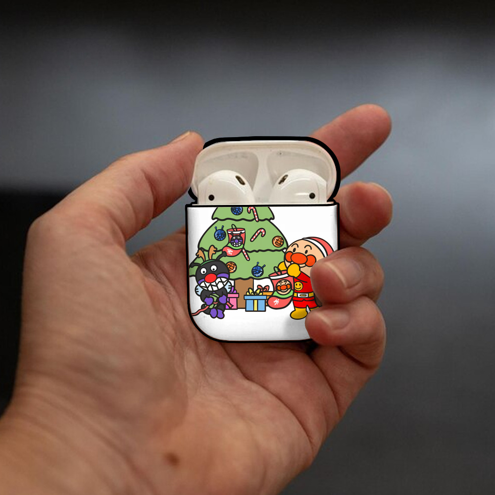 アンパンマン Anpanman AirPods 第2世代保護ケース ハードシェル ブラック 耐衝撃・防指紋・カラビナ付き