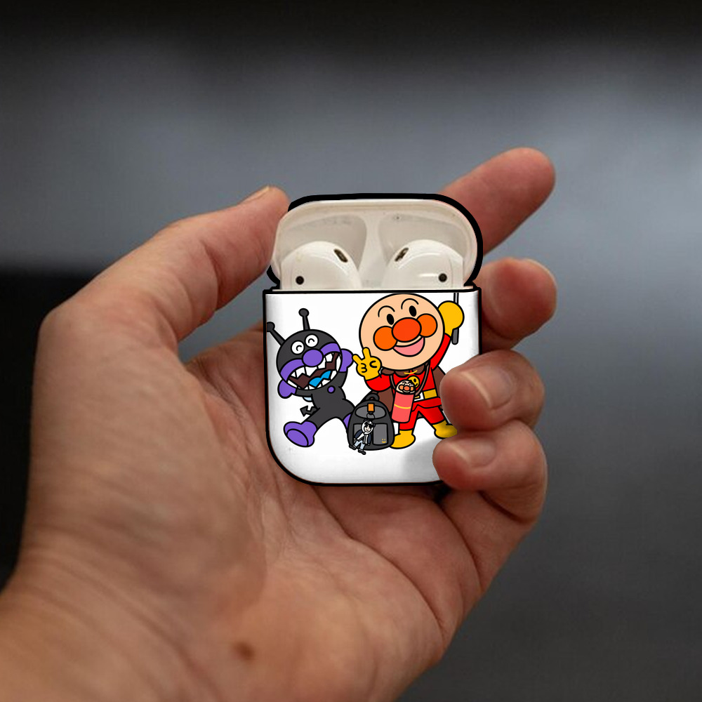 アンパンマン Anpanman AirPods 第2世代保護ケース ハードシェル ブラック 耐衝撃・防指紋・カラビナ付き