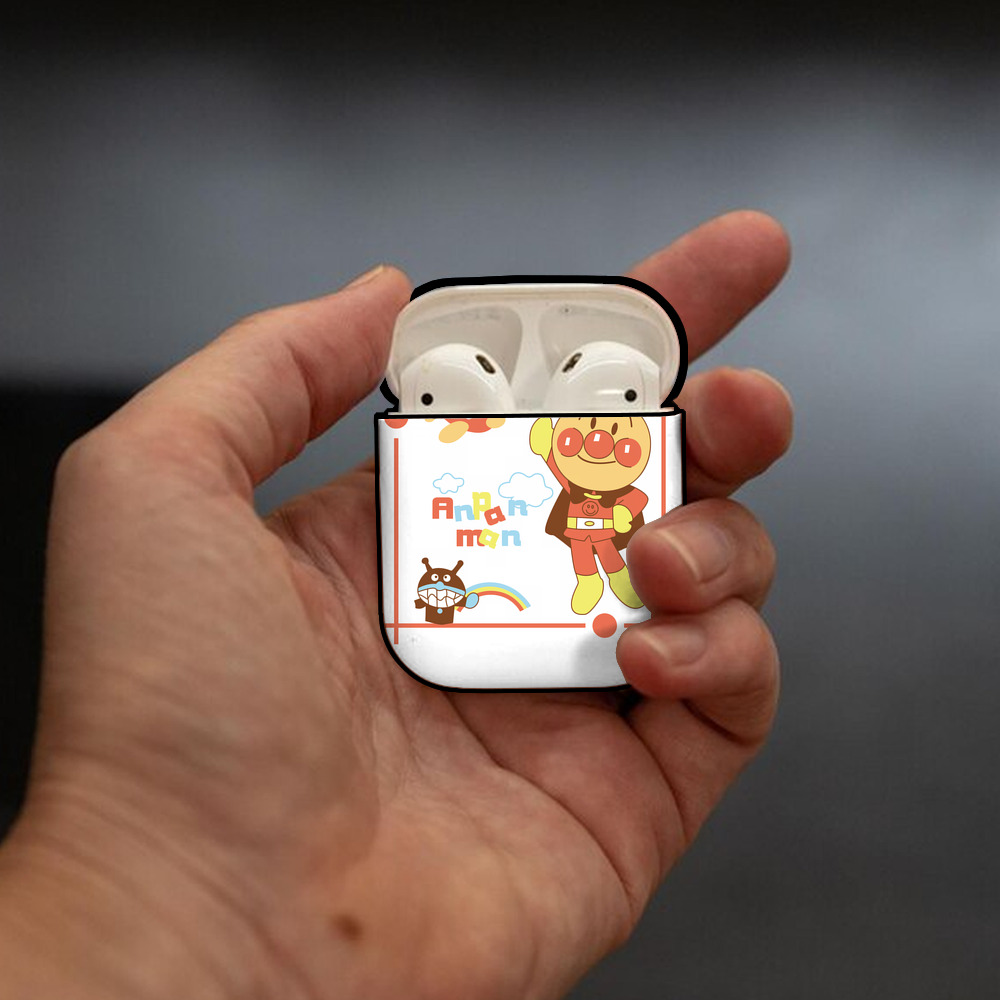 アンパンマン Anpanman AirPods 第2世代保護ケース ハードシェル ブラック 耐衝撃・防指紋・カラビナ付き
