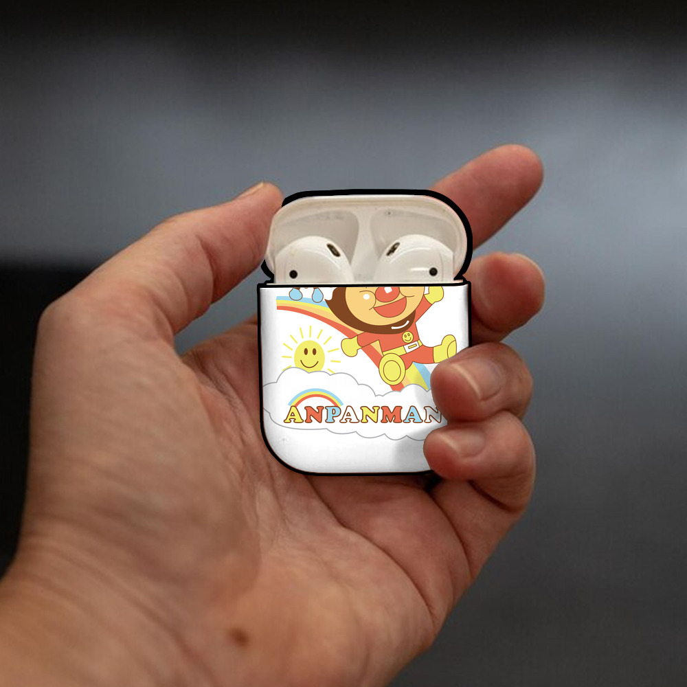 アンパンマン Anpanman AirPods 第2世代保護ケース ハードシェル ブラック 耐衝撃・防指紋・カラビナ付き