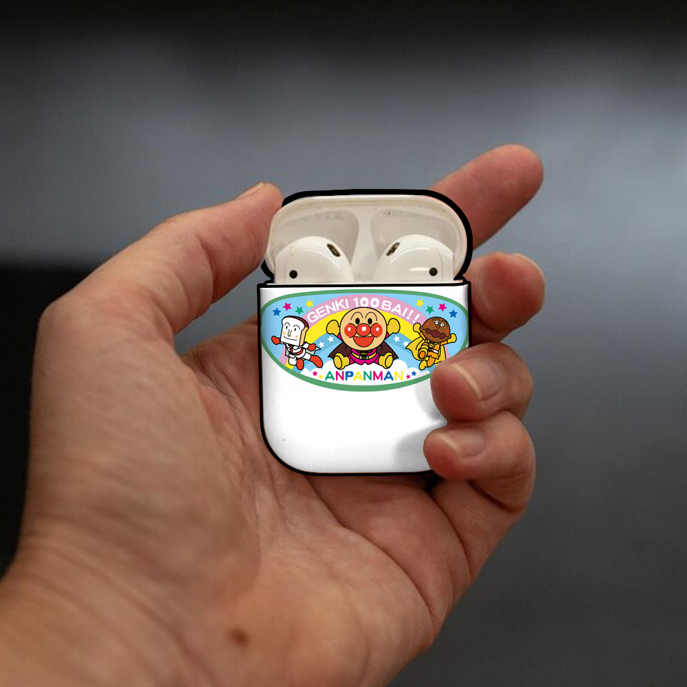 アンパンマン Anpanman AirPods 第2世代保護ケース ハードシェル ブラック 耐衝撃・防指紋・カラビナ付き